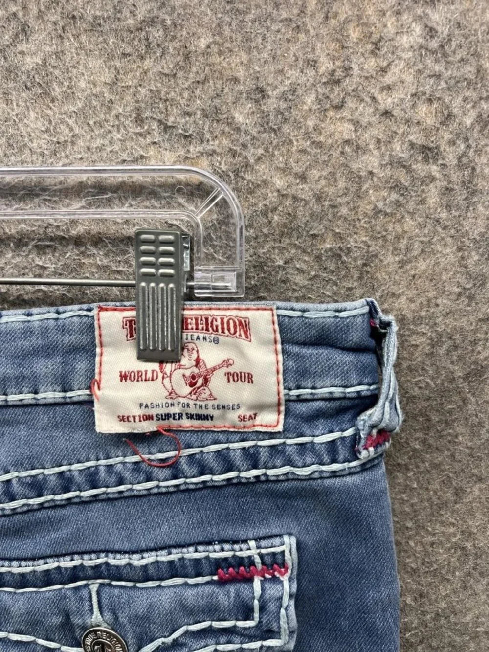True Religion Super Skinny Jeans Mens 33 Blue Extra Slim Stretch Denim